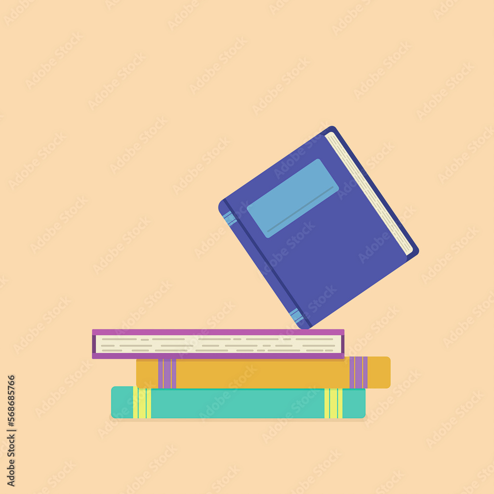 Set of colored books in flat design. Set of colored books in flat design.