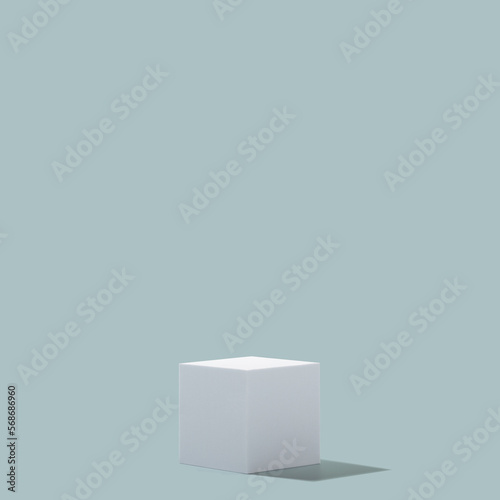 Abstract cube empty white podium on blue background © Natalia Klenova