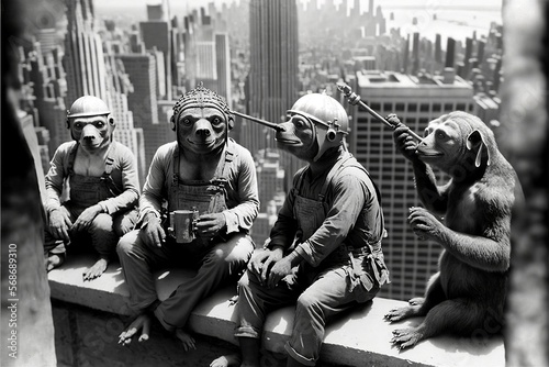 anthropomorphic sloth workers in the empire state building in the 20 s
