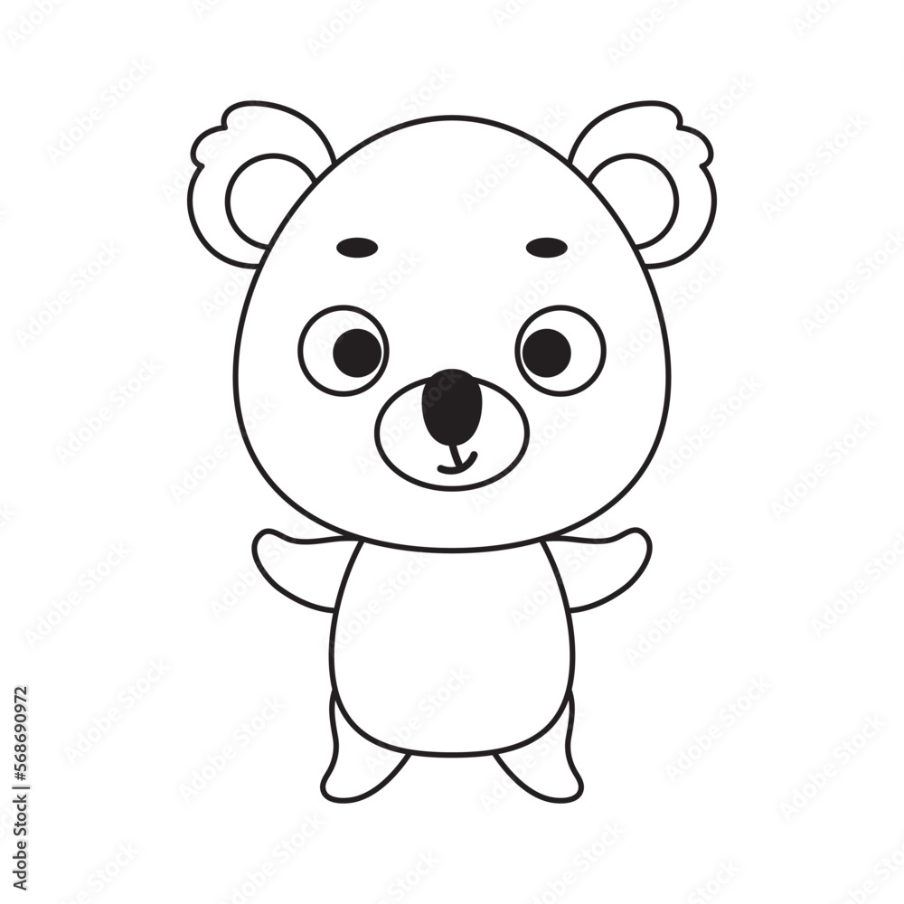 Fototapeta premium Coloring page cute little koala. Coloring book for kids. Educational activity for preschool years kids and toddlers with cute animal. Vector stock illustration