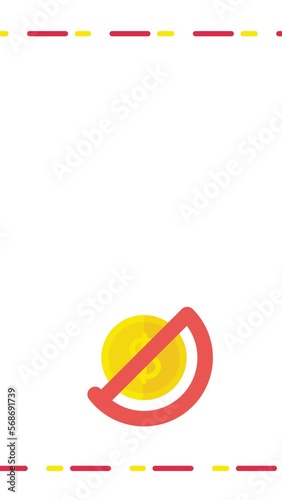4k vertical video of cartoon crossed coin on white on background.