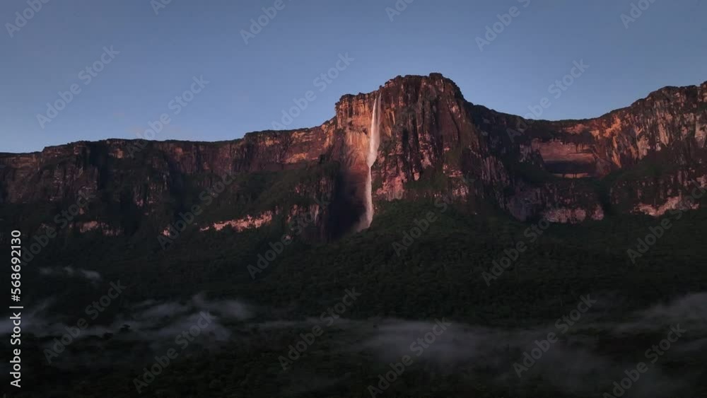 Aerial view of Angel Falls just before sunrise in Canaima National Park, Venezuela. Aerial view of Angel Falls just before sunrise in Canaima National Park, Venezuela.