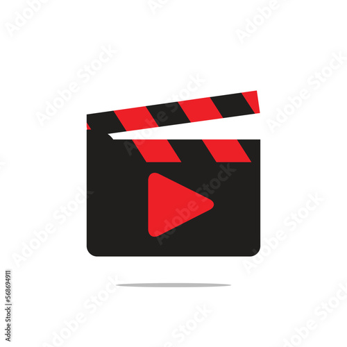 3d vector Render Clapperboard or Film Slate with Play Button.