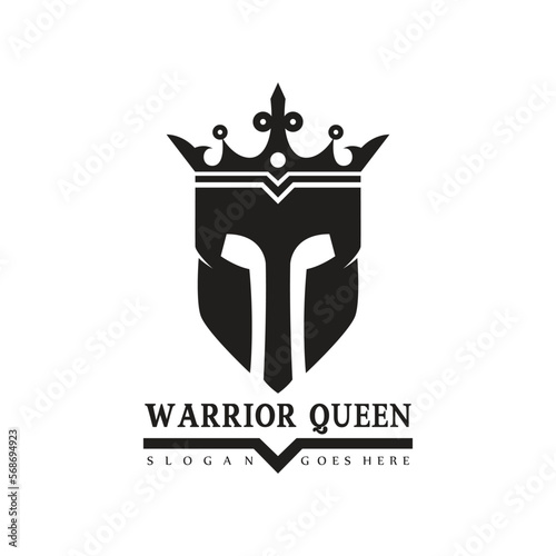 Spartan helmet logo design and crown, Spartan Helmet, ancient warrior vector