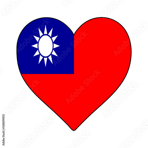 Taiwan Heart Shape Flag. Love Taiwan. Visit Taiwan. China. Asia. Vector Illustration Graphic Design.