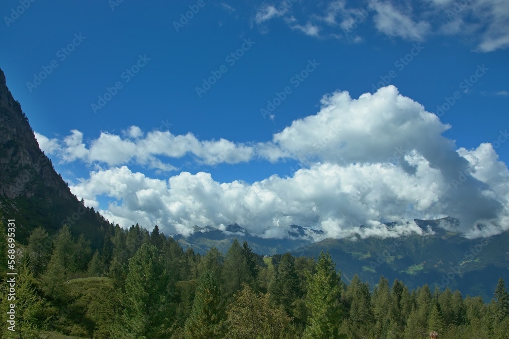 Austrian Alps - view from the footpath from the top of Gerlosstein to the upper station of the Gerlossteinbahn cable car Austrian Alps - view from the footpath from the top of Gerlosstein to the upper station of the Gerlossteinbahn cable car