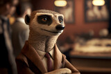 Portrait d'un suricate anthropomorphe businessman travaillant dans les bureaux de sa société » IA générative