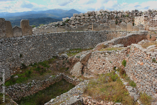 Ruins of the ancient Greek city Mycenae, Peloponnese Greece photo