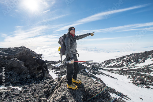 A geologist working on Mount Erebus Antarctica photo