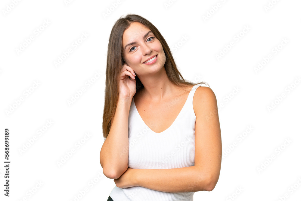 Young pretty woman over isolated background laughing Young pretty woman over isolated background laughing