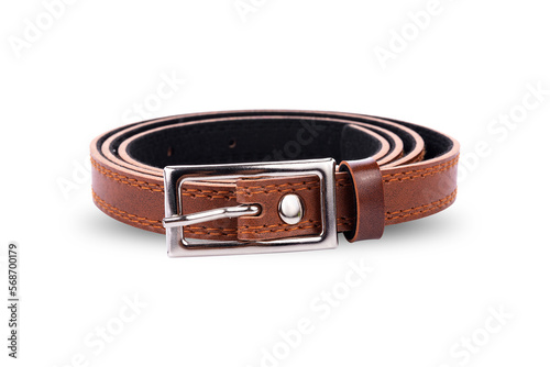 brown leather belt isolated