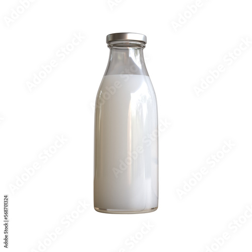 Milk bottle mockup on transparent background, PNG file 