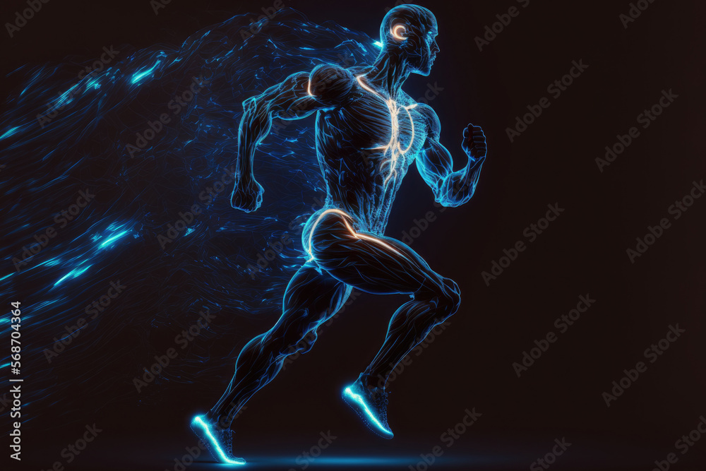 3d illustration of the inner energy of a running man