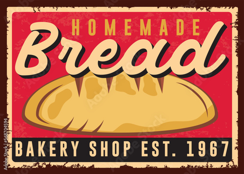 Bread daily fresh Bakery retro sign board vector template
