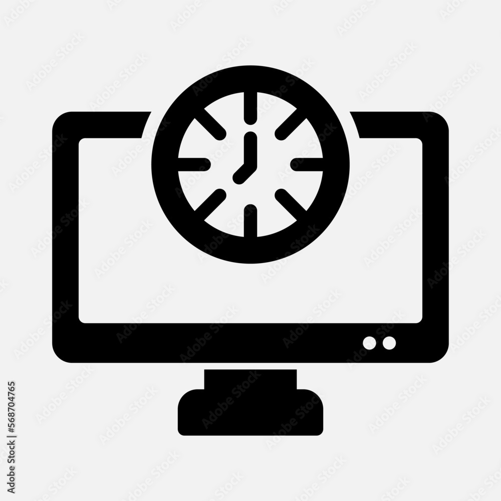 Time computer icon in solid style, use for website mobile app presentation Time computer icon in solid style, use for website mobile app presentation