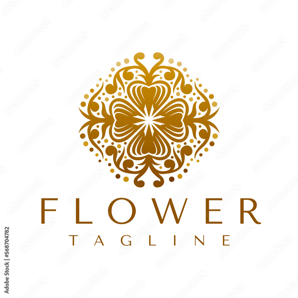 Luxury gold geometric flower logo design vector Luxury gold geometric flower logo design vector