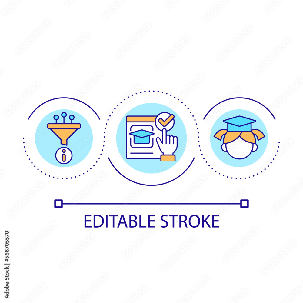 Select safe resources for online education loop concept icon. E learning network for junior children abstract idea thin line illustration. Isolated outline drawing. Editable stroke. Arial font used Select safe resources for online education loop concept icon. E learning network for junior children abstract idea thin line illustration. Isolated outline drawing. Editable stroke. Arial font used