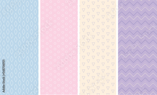 A set of calm pastel characters for painting a seamless pattern. Graphic art background for kids or holiday design. 
