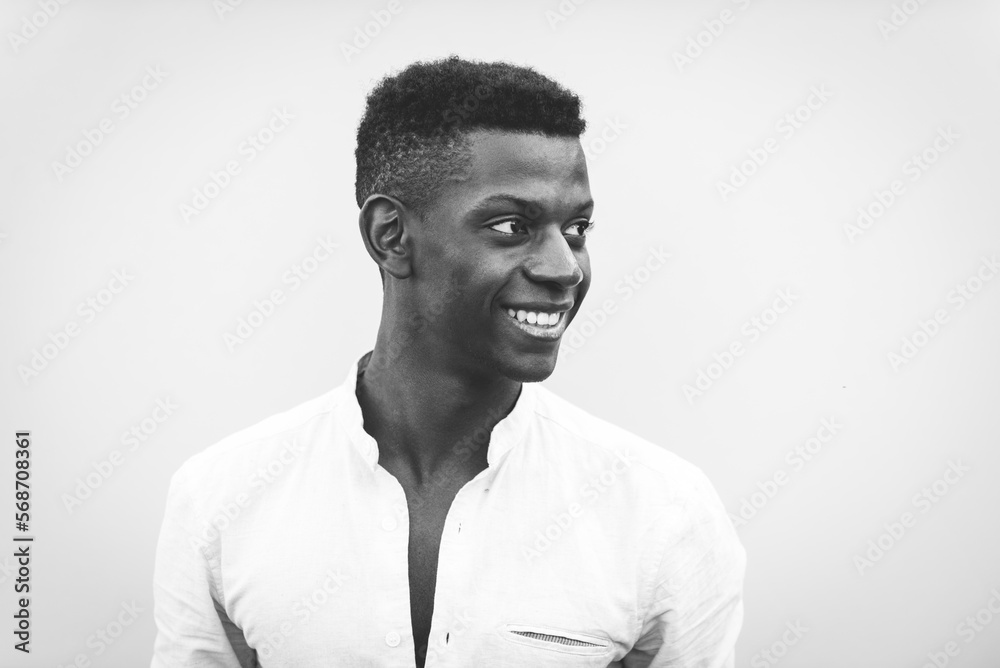 Fototapeta premium Young black male teen portrait on colored background