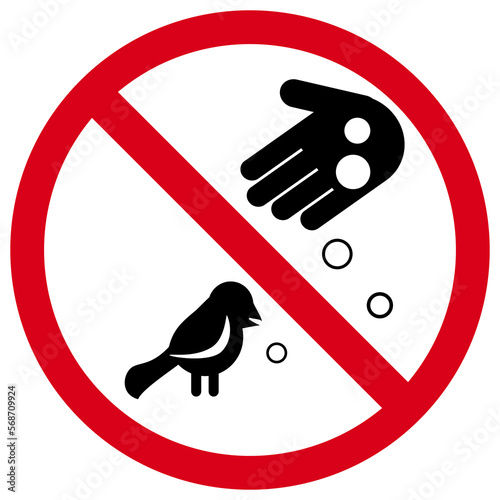 Do not feed birds, red prohibited sign