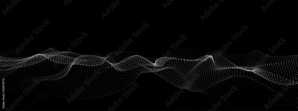 Wave of particles. Digital wave background concept. Abstract technology ...