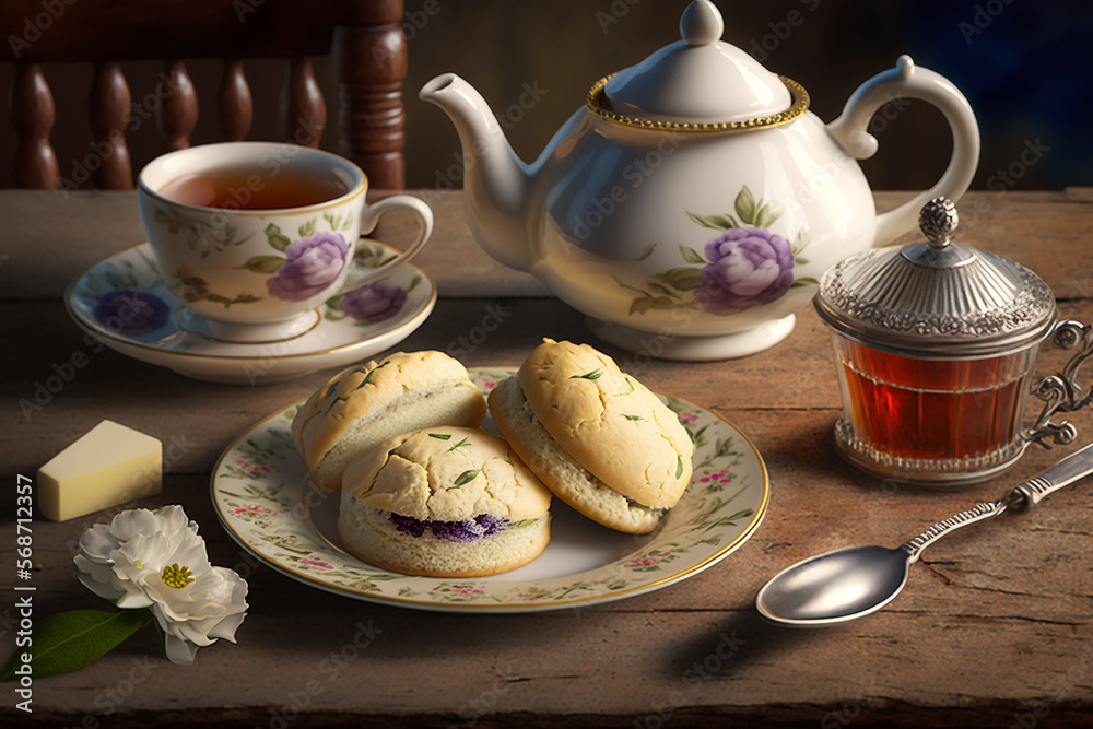 Tea and cookies generated with AI Tea and cookies generated with AI