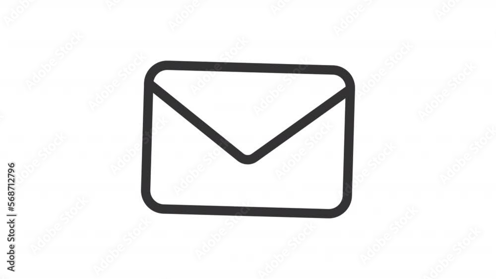 Animated mail linear icon. Written correspondence. Send and receive letter. Email. Seamless loop HD video with alpha channel on transparent background. Outline motion graphic animation