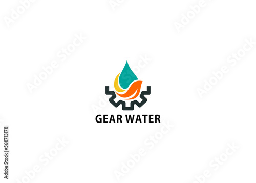 logo design vector gear water

