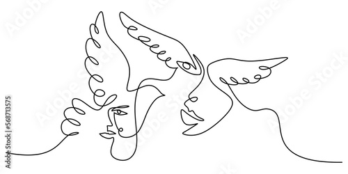 One line of abstract faces ...