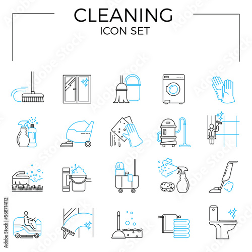 CLEANING Icon Set. Two colored.