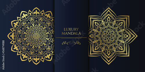 Luxury mandala Golden Color ornament set. Vector design Template. Unique design floral print. Stock illustration