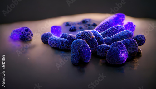 3d illustration of proliferating glowing bacteria photo
