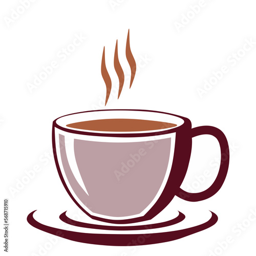 Hot coffee cup vector logo design with minimalistic coaster is cool and attractive