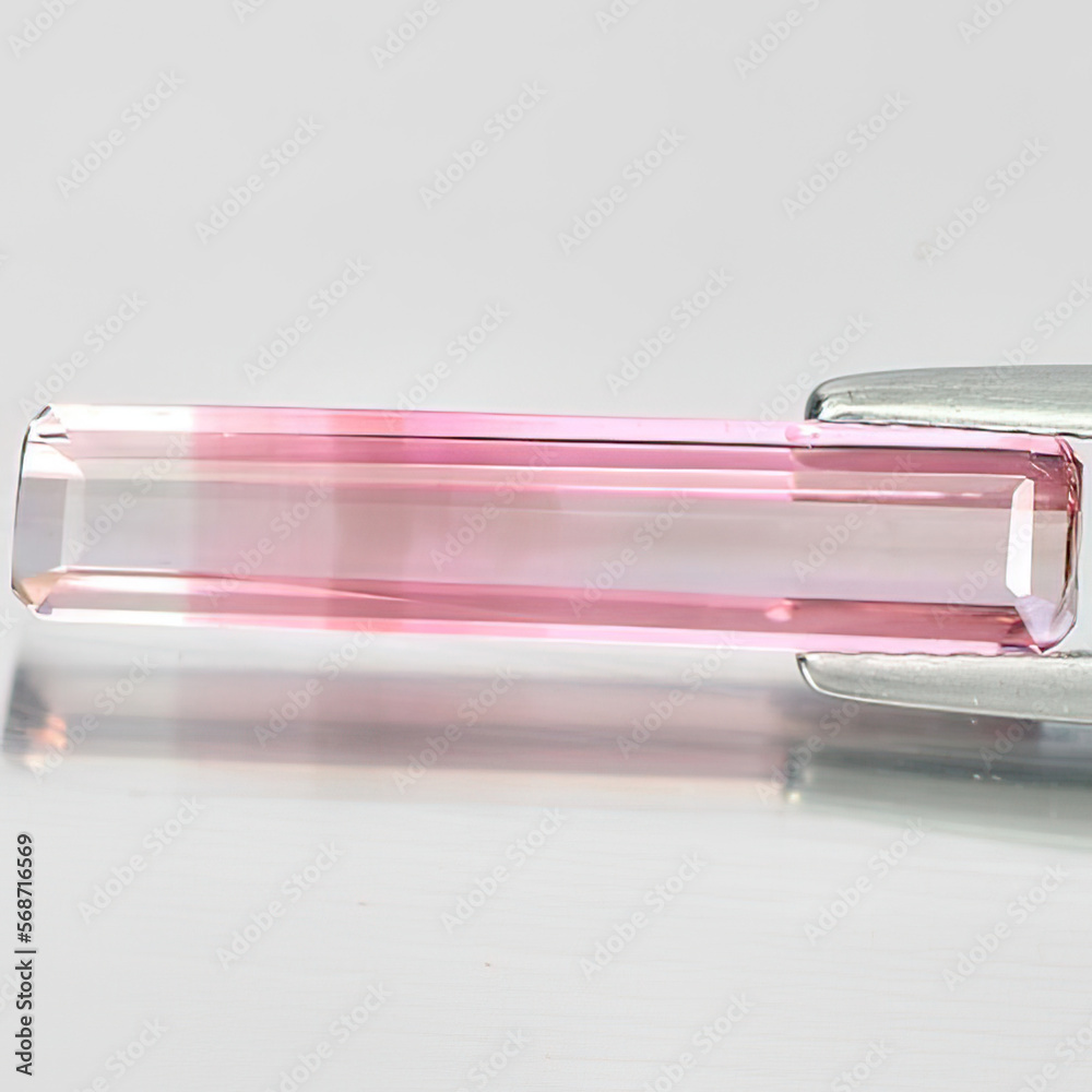 Natural gemstone pink tourmaline indicolite on white background Natural gemstone pink tourmaline indicolite on white background