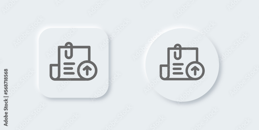 Upload line icon in neomorphic design style. Cloud file signs vector illustration.