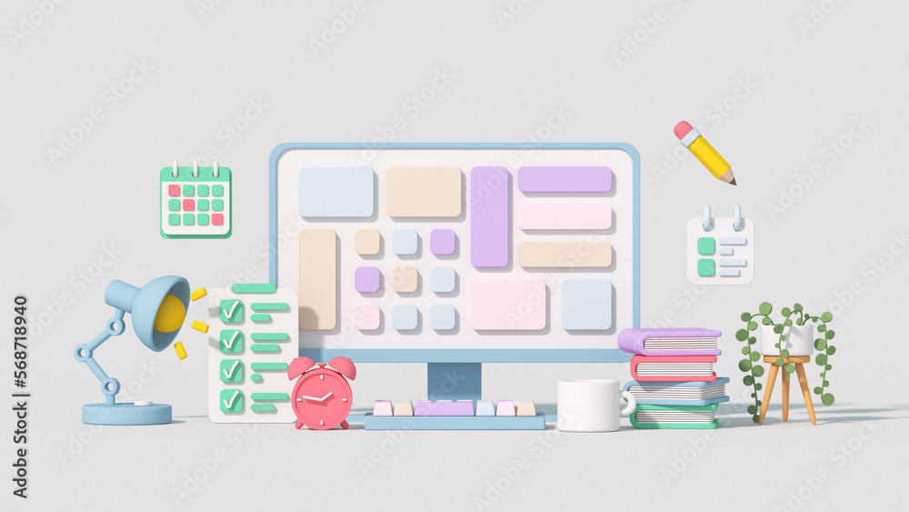 Project management and development tools 3D render illustration Project management and development tools 3D render illustration