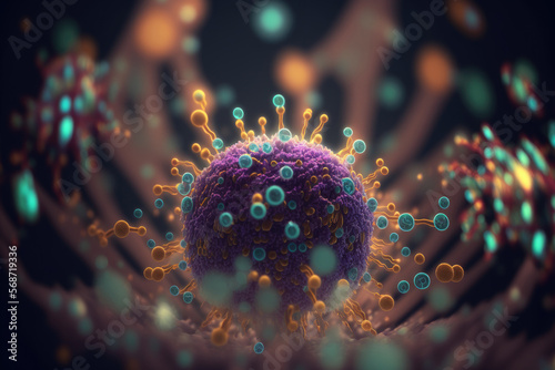 3d illustration of the human microbiome photo
