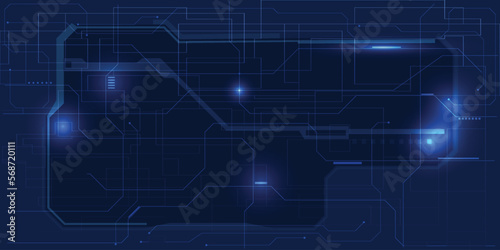 Vector illustrations of futuristic screen display for horizontal layout showcase with optic screen and digital element grid line circuit decor.Future digital innonvation and technolog concepts.