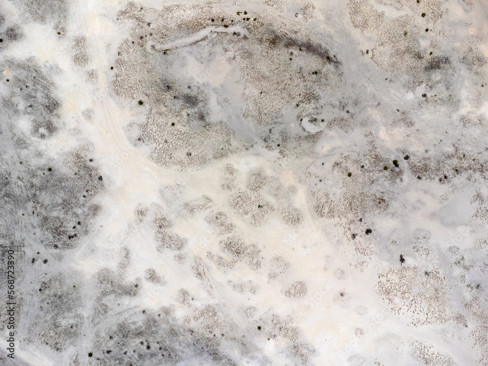 Aerial view landscape. Desert seen from above, sand. Photo from a drone. Bledowska Desert.
