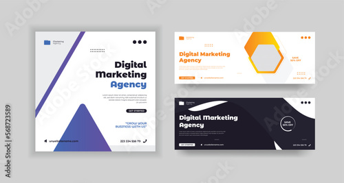 Digital marketing social media Instagram post facebook cover and web banner template
