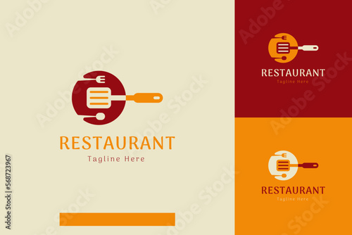 Set of food and restaurant logo vector design templates with different color styles