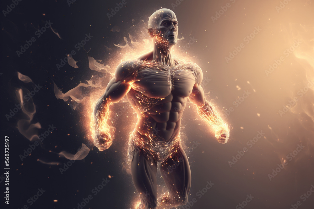 3d illustration of the inner energy of a person