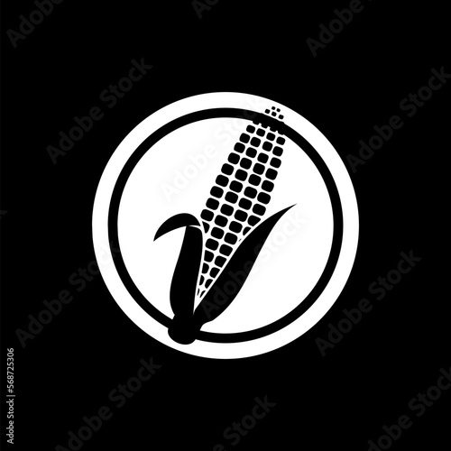 Corn icon. Natural and organic product, healthy food, vegetarianism icon isolated on black background. 
