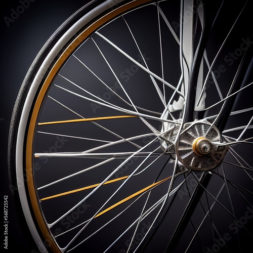 A close-up of a bicycle wheel