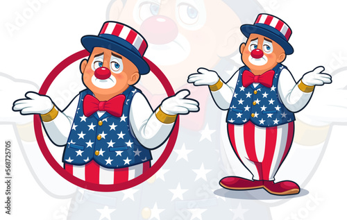Bored Clown Wearing American Flag Outfit © prajoedi