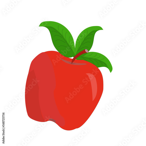 Pomme rouge avec feuilles