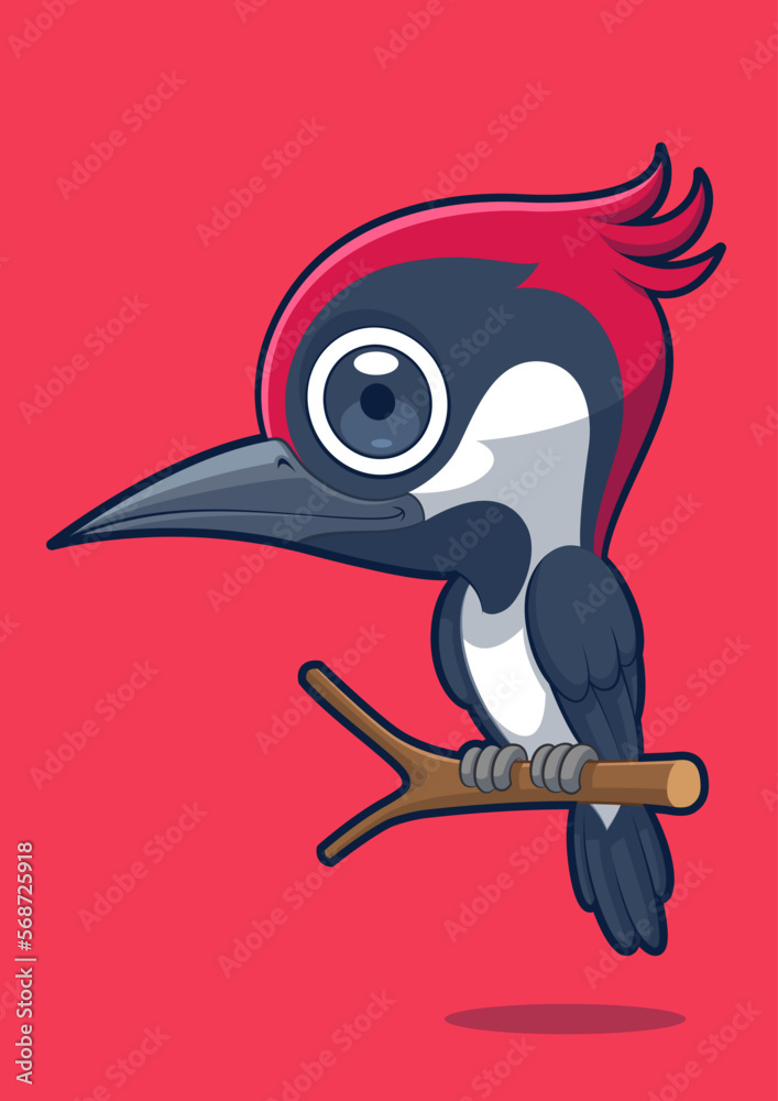 Fototapeta premium Cute Woodpecker Bird