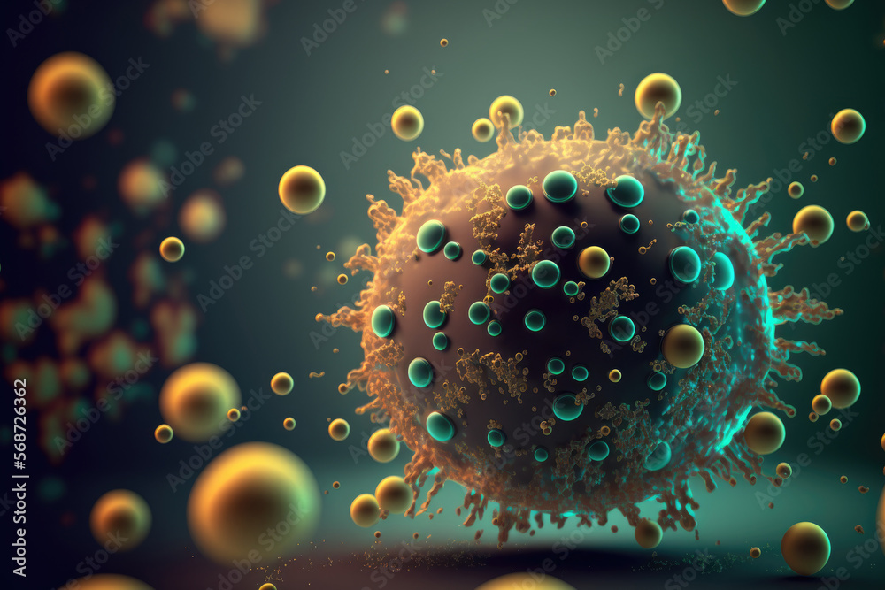 3d illustration of viruses and bacteria floating 3d illustration of viruses and bacteria floating