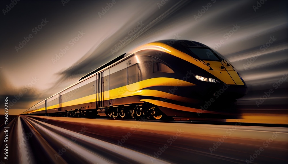 High speed train with motion blur effect. generative ai 