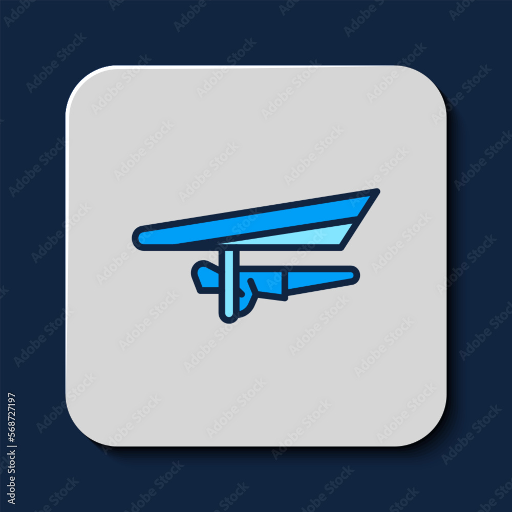 Filled outline Hang glider icon isolated on blue background. Extreme sport. Vector Filled outline Hang glider icon isolated on blue background. Extreme sport. Vector